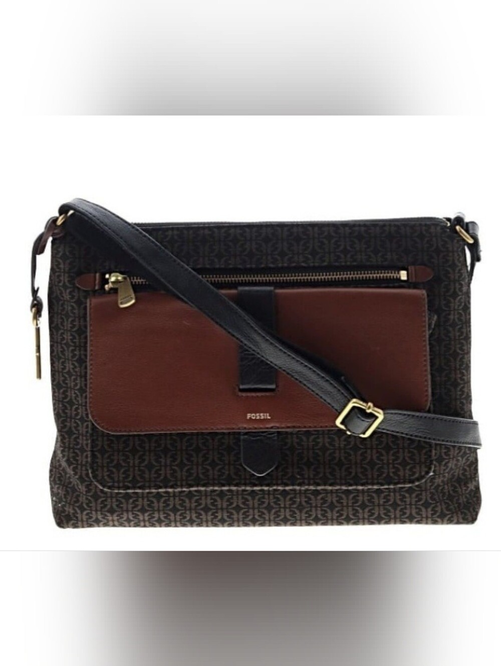 Fossil Brown and Black Crossbody Bag